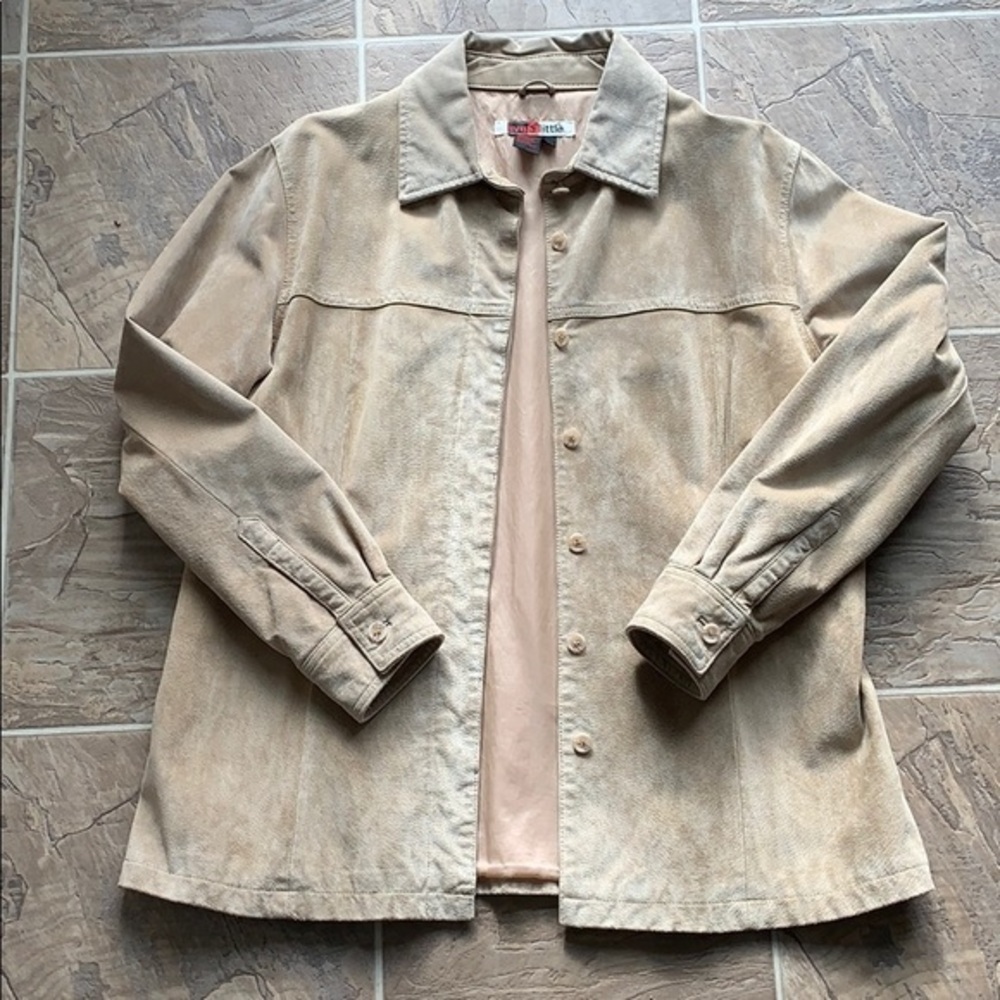 Vintage Live A Little Leather Button Down Jacket Top Size Large